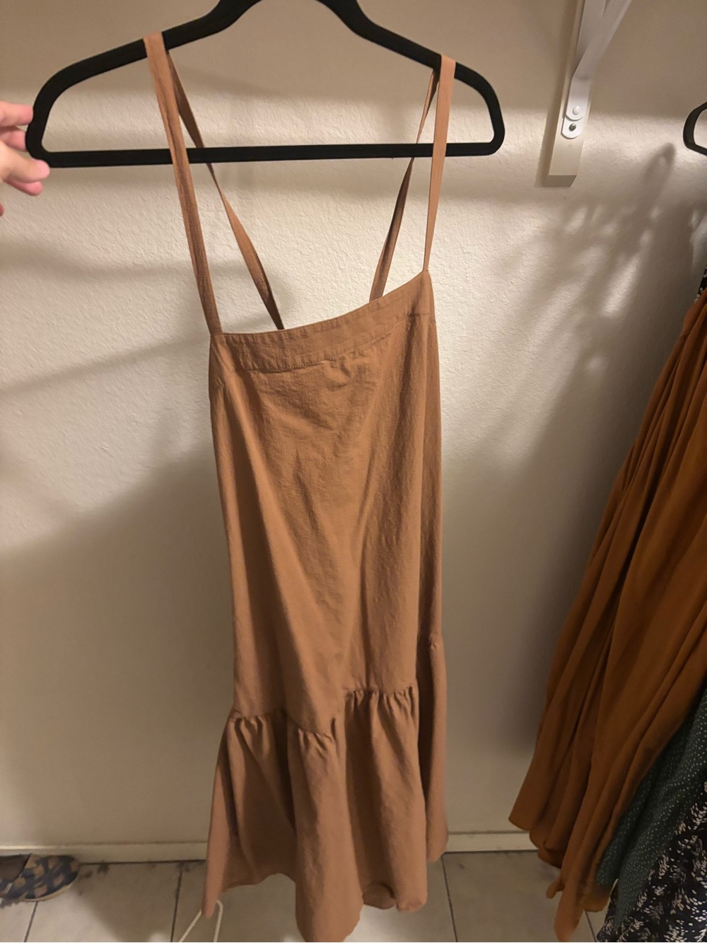 Everlane Tan Sleeveless Cotton Midi Dress